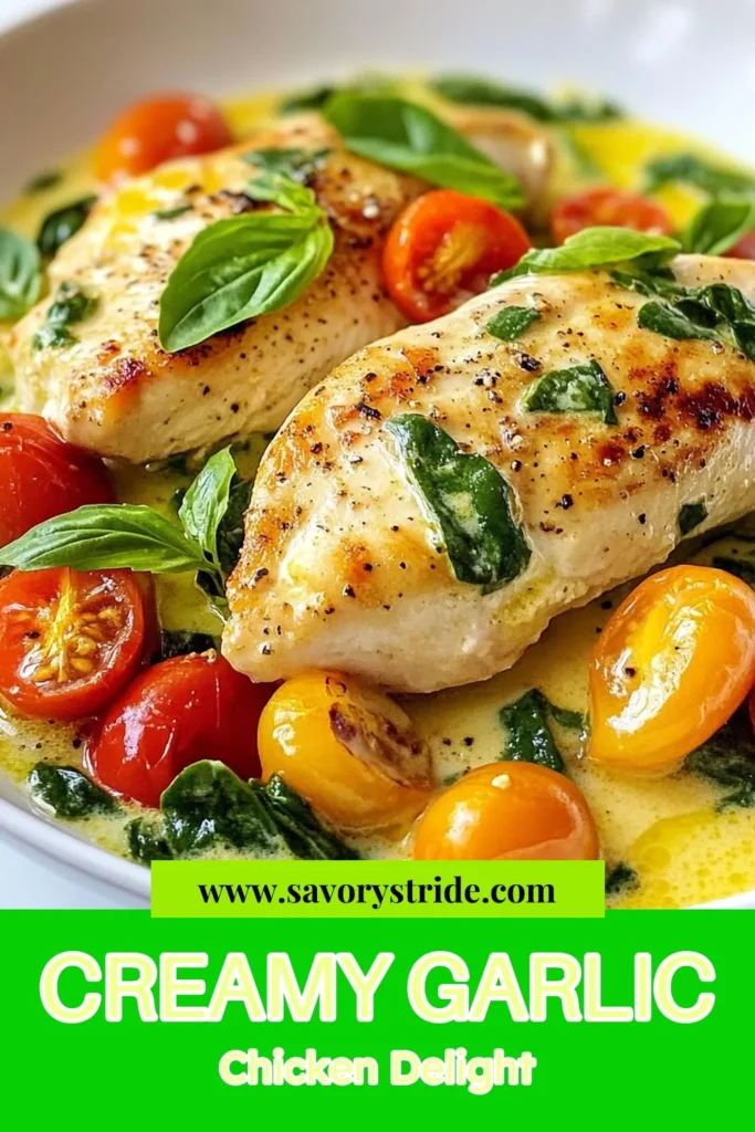 Discover the ultimate creamy garlic chicken experience with this Tuscan chicken recipe! This easy chicken dinner combines succulent chicken with vibrant spinach and tomatoes in a rich garlic chicken skillet. Perfect for a weeknight meal, this creamy garlic Tuscan chicken will impress your family and friends. Try it tonight and savor the flavors! Save this recipe for your next cooking adventure! #CreamyGarlicChicken #EasyChickenDinner #TuscanChickenRecipe #GarlicChickenSkillet