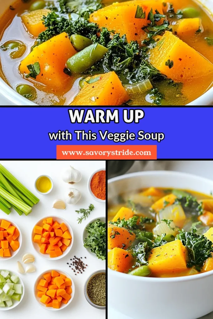 Warm up this fall with our Healthy Autumn Soup Collection featuring a delightful veggie soup recipe. Discover the comforting flavors of cozy harvest soup that includes butternut squash soup and healthy vegetable soup. Perfect for chilly days, this fall vegetable soup is loaded with nourishing ingredients. Ready to make your own? Save this recipe and treat yourself this season! #VeggieSoupRecipe #CozyHarvestSoup #ButternutSquashSoup #HealthyVegetableSoup