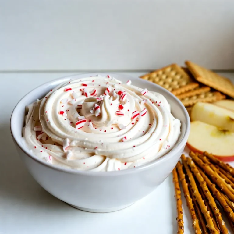 To create this festive dip, gather the following main ingredients: - 1 cup cream cheese, softened - 1 cup marshmallow fluff - 1 teaspoon peppermint extract - 1 cup whipped topping (like Cool Whip) - 1/2 cup crushed peppermint candies or candy canes - 1/4 cup powdered sugar - 1/2 teaspoon vanilla extract These ingredients make a creamy base that sings of holiday cheer. The cream cheese adds richness, while the marshmallow fluff brings sweetness. The peppermint extract gives that signature holiday flavor. You can enhance your dip with some fun toppings. Consider adding: - More crushed peppermint candies - Mini chocolate chips - Sprinkles in festive colors These toppings not only add flavor but also make your dip look extra special. For dipping, I suggest a variety of tasty options: - Graham crackers - Apple slices - Pretzels These dippers provide a nice contrast to the sweet and creamy dip. The crunch of pretzels or the crispness of apple slices balances the fluff perfectly. Enjoy mixing and matching to find your favorite! {{ingredient_image_1}} To make this dip, start with a mixing bowl. First, add 1 cup of softened cream cheese. Next, mix in 1 cup of marshmallow fluff. Then, sprinkle in 1/4 cup of powdered sugar. Finally, add 1 teaspoon of peppermint extract. This mix gives your dip a sweet, minty base. Use a hand mixer or a stand mixer. Beat the mixture on medium speed. Keep mixing until it turns smooth and creamy. You should not see any lumps. After that, gently fold in 1 cup of whipped topping. Be careful here; you don’t want to deflate your dip. Once that's done, add 1/2 cup of crushed peppermint candies. Finally, add 1/2 teaspoon of vanilla extract, folding it in until everything is well mixed. Now it’s time to show off your dip! Transfer it to a festive serving bowl. For a final touch, sprinkle more crushed peppermint on top. This adds a nice look and extra flavor. To let the flavors mix well, refrigerate the dip for at least 30 minutes. When you serve it, arrange colorful dippers like graham crackers, apple slices, or pretzels around the bowl. Adding a sprig of fresh mint will make it look even more festive! To make your dip super creamy, start with room temperature cream cheese. Soften it well before mixing. This helps it blend smoothly. Use a hand mixer for best results. Mix until it is fluffy and free of lumps. Adding more whipped topping can also make it creamier. Just fold it in gently to keep that light texture. Chilling the dip is key. I suggest refrigerating it for at least 30 minutes. This time allows all the flavors to blend well. If you have time, chilling it longer can deepen the taste. Enjoy the dip cold for the best experience. When serving, think colorful and fun! Arrange graham crackers, apple slices, and pretzels around the bowl. This adds color and makes it easy for guests to dip. For a festive touch, sprinkle extra crushed peppermint on top. A fresh mint sprig also looks great. It brings a pop of green and a nice smell to your table. Pro Tips Use Room Temperature Ingredients: Ensure your cream cheese is softened to room temperature for a smoother dip that blends easily without lumps. Customize the Peppermint: Adjust the amount of peppermint extract based on your taste preference—start with less if you're unsure and add more gradually. Chill for Flavor: Allow the dip to chill in the refrigerator for at least 30 minutes to let the flavors meld together for a more delicious taste. Garnish Creatively: Enhance the presentation by garnishing with chocolate shavings or a drizzle of chocolate sauce along with the crushed peppermint for a festive look. {{image_2}} You can switch up the flavor of your dip. Instead of peppermint extract, try vanilla or almond extract. You can also use orange extract for a citrus twist. Each flavor brings a unique taste to the dip. If you want a chocolatey version, add cocoa powder. Mix it in with the cream cheese and fluff. Not everyone loves a sweet dip. You can adjust the sweetness to suit your taste. If you find the dip too sweet, add a pinch of salt. This will balance the flavors. You could also cut back on the powdered sugar. Taste as you mix, and find the perfect level for you. If you have dietary needs, there are great substitutes. Use dairy-free cream cheese for a vegan option. Instead of marshmallow fluff, try making your own with aquafaba. You can also use plant-based whipped topping. For sugar-free options, look for sugar-free marshmallow fluff and powdered sugar. These swaps let everyone enjoy the dip. To keep your Christmas Peppermint Fluff Dip fresh, store it in an airtight container. This will stop air and moisture from getting in. Always place it in the fridge right after serving. Try to finish it within a few days for the best taste. Freezing this dip is not recommended. The whipped topping can change texture when thawed. This might make your dip watery and less fluffy. If you want to save some, make only what you need. Enjoy it fresh for the best flavor. When stored properly, this dip lasts about 3 to 5 days in the fridge. Keep an eye on the color and smell. If it changes, it’s best to toss it. Enjoy the sweet peppermint flavor while it’s at its best! Yes, you can use sugar-free options for this dip. Look for sugar-free marshmallow fluff and powdered sugar. These swaps can cut calories while keeping the taste enjoyable. However, the texture might change a bit. Try it out and see what you think! This dip can last in the fridge for about 3 days. Just make sure to store it in an airtight container. If you notice any change in texture or smell, it's best to toss it. Always trust your senses when it comes to food safety. There are many fun options for dippers! You can use apple slices for a fresh crunch. Pretzels add a nice salty touch. Even shortbread cookies work great. The goal is to find dippers that contrast with the sweet dip. Get creative and enjoy! This blog post covered how to make Christmas Peppermint Fluff Dip. We discussed key ingredients, step-by-step preparation, and tips for the best flavor. I shared fun variations and storage advice to keep your dip fresh. Remember, this dip is perfect for parties and can be tailored for any taste. Enjoy making this easy and festive treat this holiday season!