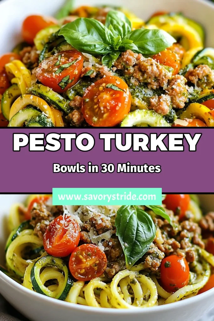 Looking for a delicious and nutritious meal? Try this Turkey Garlic Pesto Bowls recipe! It's an easy pesto turkey dish packed with flavor and made with ground turkey and fresh ingredients. This healthy turkey bowl features quinoa and vibrant veggies, making it perfect for any night of the week. Don't miss out on this satisfying ground turkey meal that the whole family will love. Save and try this simple turkey pesto recipe today! #TurkeyPestoRecipe #HealthyTurkeyBowl #EasyPestoTurkey #GroundTurkeyMeals