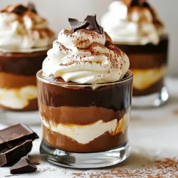 - 200g dark chocolate (70% cocoa), chopped - 3 large eggs, separated - 2 tablespoons sugar - 1 teaspoon vanilla extract - 250ml heavy cream - A pinch of salt - Cocoa powder or chocolate shavings for garnish To create Baileys Chocolate Mousse Cups, you need a few simple ingredients. Dark chocolate gives richness, while eggs add lightness. Sugar sweetens the mix, and vanilla adds a lovely aroma. Heavy cream brings creaminess, and salt balances the flavors. Finally, you can garnish with cocoa powder or chocolate shavings for a nice touch. Using high-quality dark chocolate is key. Look for chocolate with at least 70% cocoa. This will give your mousse a deep, rich flavor. Fresh eggs are also important for the best texture. Make sure your eggs are at room temperature for better mixing. When it comes to sugar, you can adjust to your taste. If you like it sweeter, add a little more. Vanilla extract enhances the overall taste. Use pure vanilla for the best results. For the cream, heavy cream is best as it whips up nicely. If you want a lighter mousse, you can fold in less cream. Lastly, the garnish can be simple or fancy. Cocoa powder gives a classic look, while chocolate shavings add elegance. Gather these ingredients before you start. Having everything ready makes the process smooth and fun. Enjoy the journey of making these delightful dessert cups! {{ingredient_image_1}} To start, I use a double boiler method. Place a heatproof bowl over a pot of simmering water. Add 200g chopped dark chocolate to the bowl. Stir the chocolate often. This helps it melt evenly. Once melted, remove it from the heat. Let it cool slightly before using. Next, I prepare the egg whites. In a mixing bowl, I beat three egg whites with a pinch of salt. I beat them until soft peaks form. Then, I slowly add 2 tablespoons of sugar. I keep beating until the mixture looks glossy and forms stiff peaks. This step is crucial for a light mousse. Now, it’s time to mix the other ingredients. In another bowl, I whisk together the egg yolks and 1 teaspoon of vanilla extract. I make this mixture creamy and slightly pale. Next, I stir in the cooled melted chocolate until well combined. After that, I carefully fold in one-third of the beaten egg whites. This lightens the chocolate mixture. Finally, I fold in the rest of the egg whites. I do this gently to keep the mixture airy. For assembly, I have two options. I can either spoon or pipe the mousse into serving cups. I like to use small clear cups to show off the layers. This makes it more appealing. Make sure to fill the cups evenly. Lastly, I refrigerate the mousse. I let it chill for at least 2 hours. This allows it to set properly. The temperature and time can affect how well it sets. I check for a firm texture before serving. To get that light and airy mousse, folding is key. Folding means gently mixing without popping the air bubbles. This keeps your mousse fluffy. Always keep an eye on your ingredient temperatures. If your chocolate is too hot, it can cook the egg yolks. Let it cool a bit before mixing. Want to make your mousse even better? You can add a splash of espresso for depth. Flavored liqueurs, like orange or coffee, work great too. For the best taste, choose high-quality dark chocolate with at least 70% cocoa. This will give your mousse a rich, deep flavor. Presentation can make your mousse look even more special. Use clear glasses to show off those beautiful layers. Top each cup with a dollop of whipped cream and a mint sprig for color. You can pair these cups with coffee or dessert wine. The rich mousse goes well with both, enhancing your dessert experience. Pro Tips Use Quality Chocolate: The flavor of your mousse will greatly depend on the quality of chocolate you use. Opt for a high-quality dark chocolate with at least 70% cocoa for the best results. Room Temperature Ingredients: Ensure that your eggs are at room temperature before whipping. This helps them to whip better and incorporate more air, resulting in a lighter mousse. Be Gentle When Folding: When combining the egg whites and whipped cream with the chocolate mixture, be gentle to retain the airiness. This is key to achieving a light and fluffy texture. Chill Before Serving: Letting the mousse set in the refrigerator for at least 2 hours allows the flavors to meld and the texture to firm up, creating the perfect dessert experience. {{image_2}} You can make the mousse without eggs. For an eggless mousse, use silken tofu or aquafaba. Blend these with chocolate to get a creamy texture. This method keeps the mousse rich and tasty. If you need a dairy-free option, use coconut cream instead of heavy cream. Chill the coconut cream overnight. When ready, whip it until fluffy. Mix it with melted chocolate for a smooth mousse. You can add fruit purees to your mousse. Raspberry or orange purees add a fruity twist. Just swirl in the puree before chilling. This gives your dessert a fresh taste. Try using different types of chocolate. Milk chocolate adds sweetness, while white chocolate brings a creamy vibe. Each chocolate type creates a unique mousse experience. Create layered desserts using small cups or jars. Start with mousse at the bottom and add layers of fruit or cookies. This adds fun and texture to your dessert. You can also serve mousse in various container sizes. Use shot glasses for mini portions or larger cups for a big treat. Each size makes the dessert feel special and unique. To keep your Baileys Chocolate Mousse Cups fresh, store them in the fridge. Place the mousse in airtight containers. This helps to prevent any odors from other foods. You can also cover the cups with plastic wrap. This will keep the mousse moist and tasty. Enjoy the mousse within 3 days for the best flavor. You can freeze chocolate mousse, but it may change texture. To freeze, place the mousse in a freezer-safe container. Leave some space at the top, as it will expand when frozen. You can freeze it for about 1 month. When you're ready to eat, move the mousse to the fridge to thaw overnight. This helps keep it creamy and smooth. Avoid thawing in the microwave, as this can ruin the texture. The mousse is ready when it feels firm to the touch. You should see it hold its shape. Gently shake the cup; there should be no liquid movement inside. I recommend chilling the mousse for at least 2 hours. For the best results, let it sit overnight. Yes, you can prepare these mousse cups a few days in advance. They stay fresh in the fridge for about three days. This makes them perfect for parties or special events. You can use coconut cream or whipped coconut milk. These options keep the mousse creamy and rich. If you want a lighter choice, try using half-and-half. Just remember, each alternative will change the flavor slightly. Raw eggs can pose some risk. If you're worried, use pasteurized eggs instead. They are safe for raw use. This way, you can enjoy your mousse without concern. You now know how to make a rich chocolate mousse. We covered the key ingredients like dark chocolate and eggs. The steps to prepare it are straightforward, from melting chocolate to mixing in whipped cream. I shared tips for perfect texture and delicious variations to try. Remember to store your mousse properly for the best taste. Whether you're serving it at a party or enjoying a quiet night, this dessert is sure to impress. Enjoy your sweet creation and have fun experimenting!
